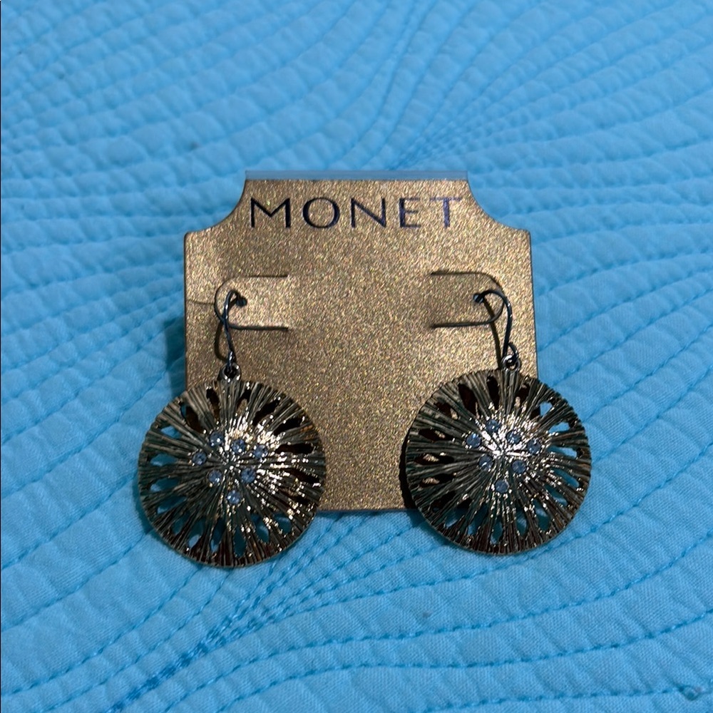 Monet Gold-Tone Sunburst Designed Earrings